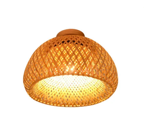 

Chinese Bamboo-Woven Lamp American Simple Living Room Porch Corridor Balcony Lamp Personalized Circular Creative Ceiling Lamp