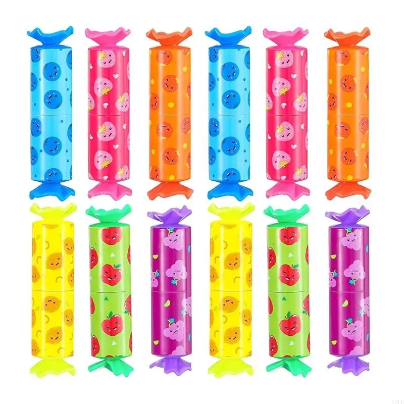 

Y5LB 12Pcs Cartoon Candy Highlighter Pen 12 Color Pocket Size Highlighter Marker Pen