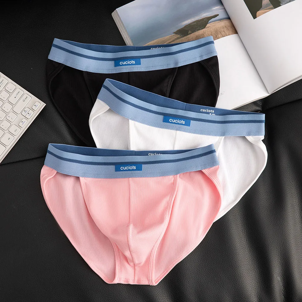 Mid Rise Breathable Briefs For Men Breathable Underwear Breathable Briefs 95 Cotton Fabric Color Matching Pattern