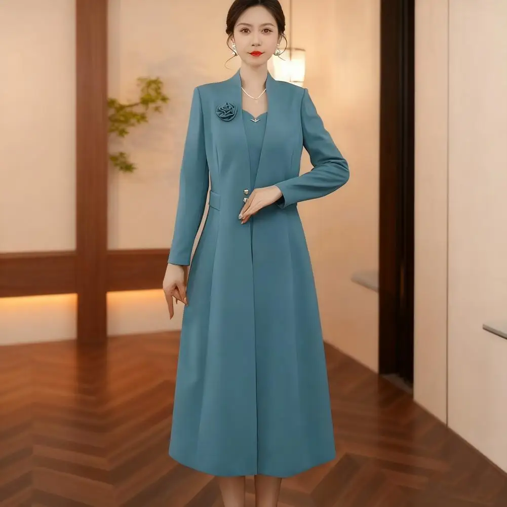 

Женский костюм, платье из полиэстера, женское платье, элегантный женский комплект из двух предметов для официальных мероприятий, длинный пиджак на свадьбу