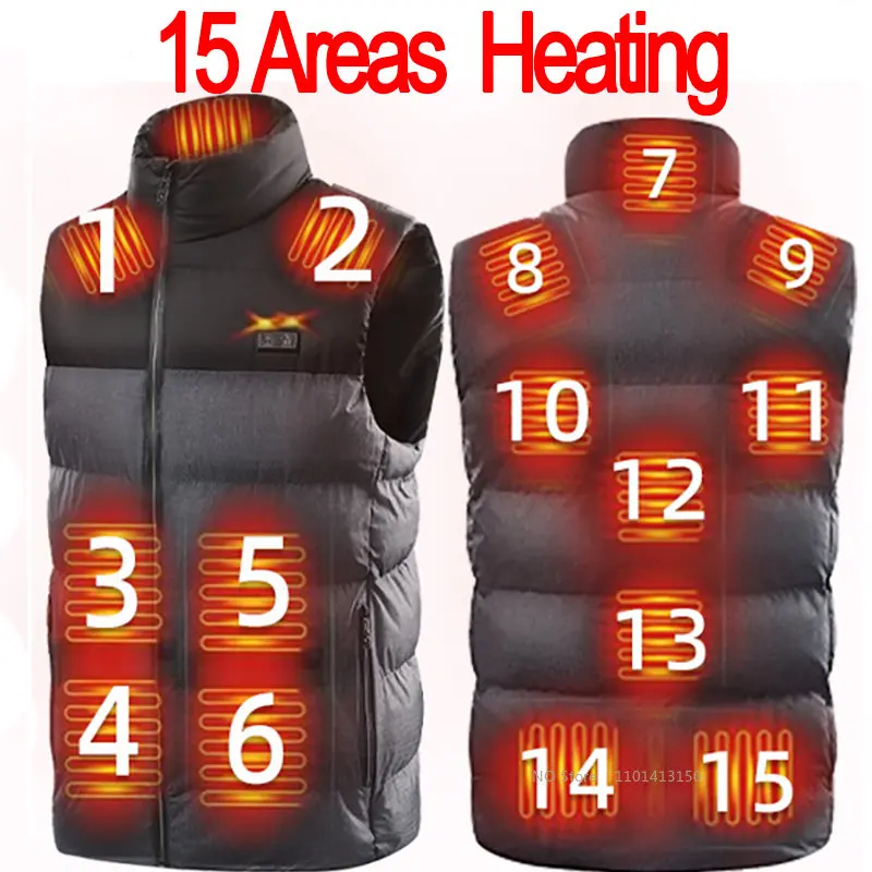 2022 Men Outdoor USB Infrared Heating Vest Jacket Men Winter Electric Heated Vest Waistcoat For Sports Hiking Oversized 5XL