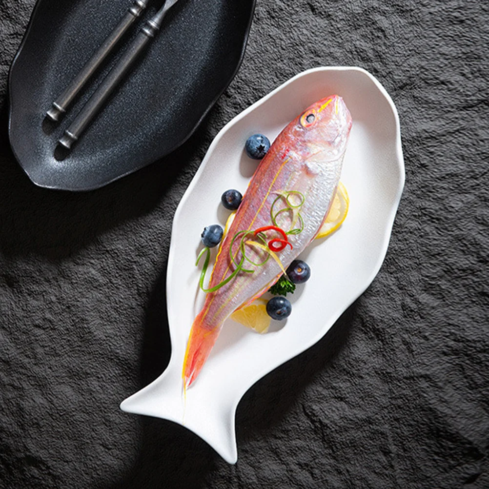

Dinner Plates Platter Restaurant Tableware Kitchen Fish Platters for Serving Food Trays White