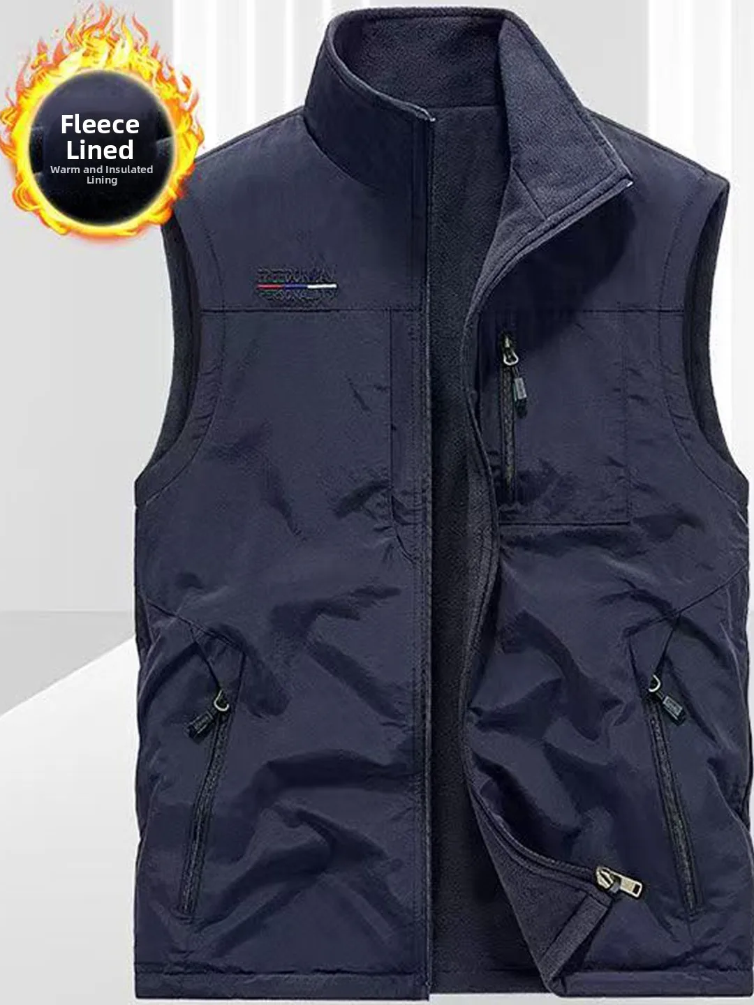 

Мужской утепленный спортивный жилет для активного отдыха, повседневная зимняя куртка с множеством карманов, теплый наполнитель, декоративная молния