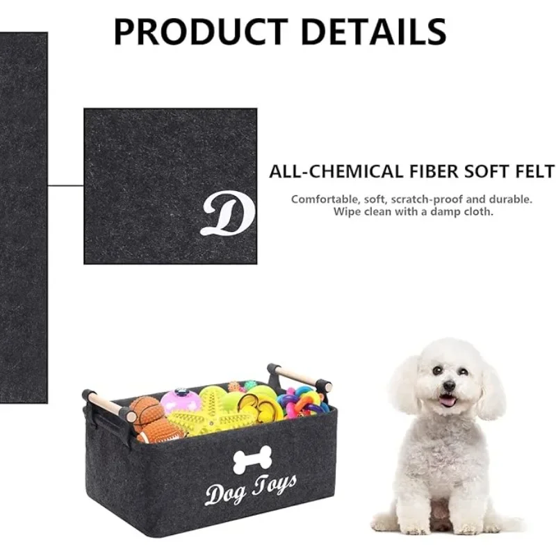 Toy Dog Basket Pet Storage Box Pet Toy Storage Accessory Felt Cat Supplise Container Bin Baskets Accessories Containers Organize