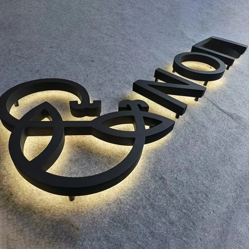 3D Back Light LED Acrylic Signage Letters Stainless Steel Outdoor Commercial Building & Business Sign for Shops