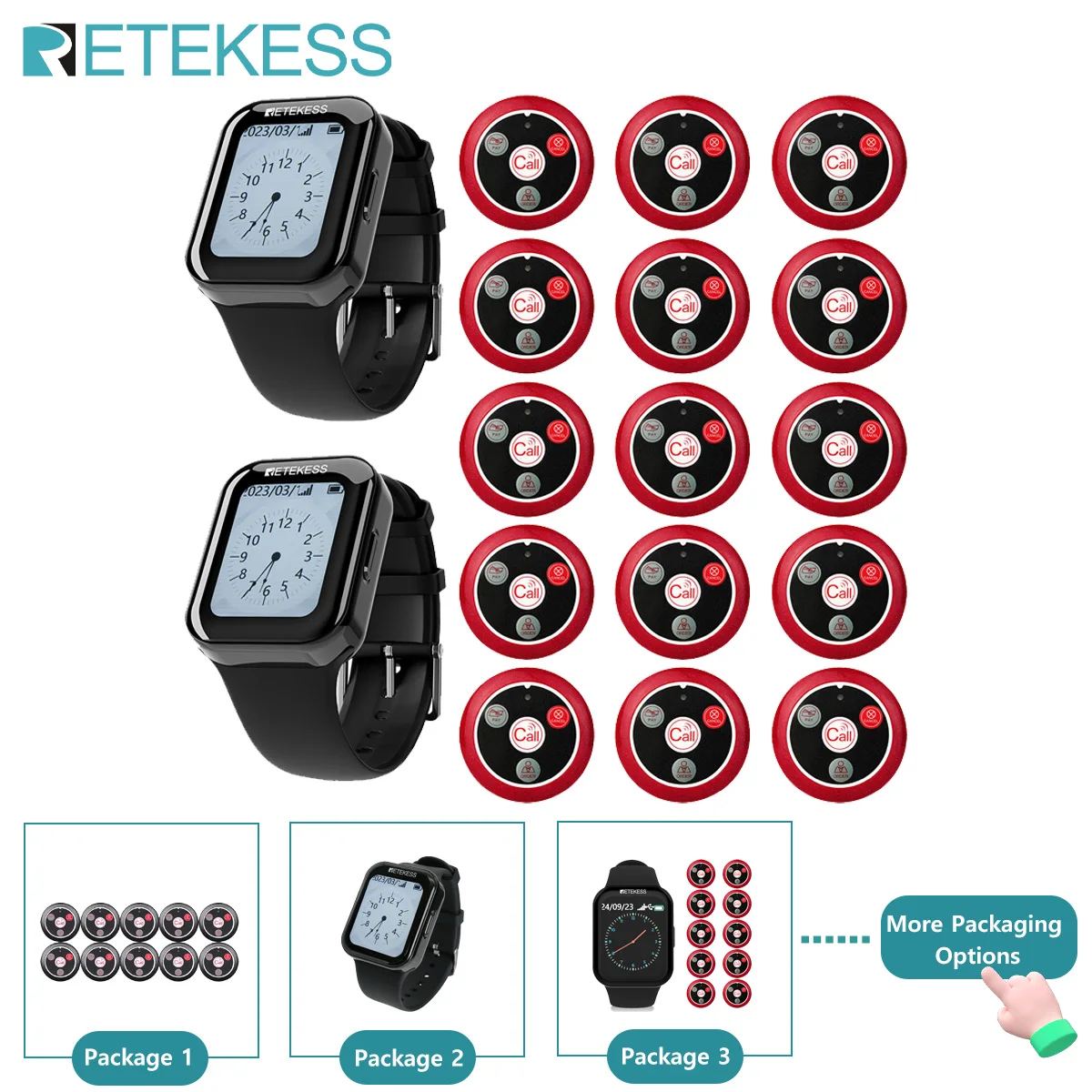 Retekess restaurant pager wireless waiter calling system TD113 waterproof touch watch T117 call button for cafe bar hookah Hotel