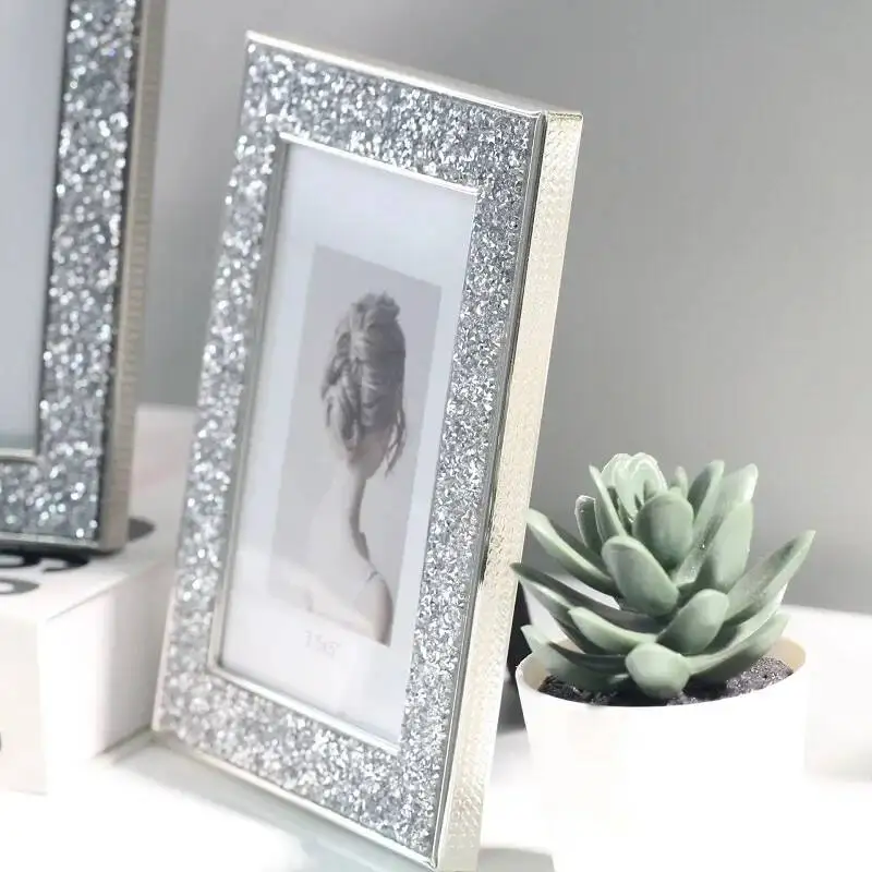 Elegant Minimalist Crystal Metal Photo Frame, Home Decor, Wedding Picture Frame Stand, Premium Quality