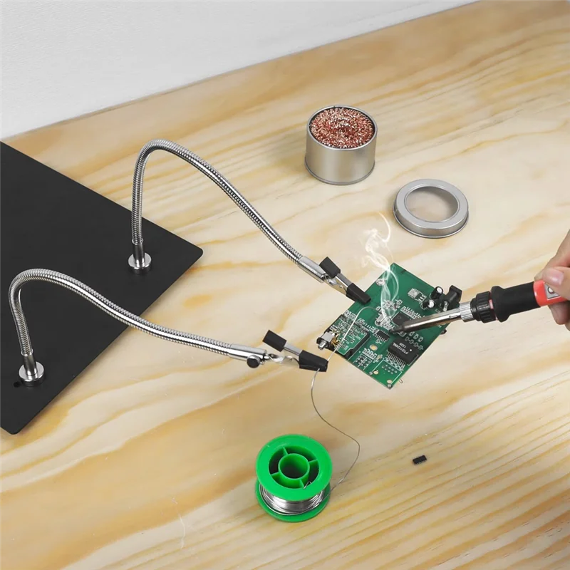 THIVN-4Pcs Magnetic Helping Hands Soldering Third Hand Tools Metal Flexible Gooseneck With Alligator Clips Welding Tool