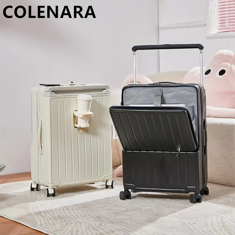 

Чемодан COLENARA 20/24/26 дюймов, портативный, для ручной клади, с передней молнией, отделением для ноутбука, USB-зарядкой, на колесиках, с подстаканником