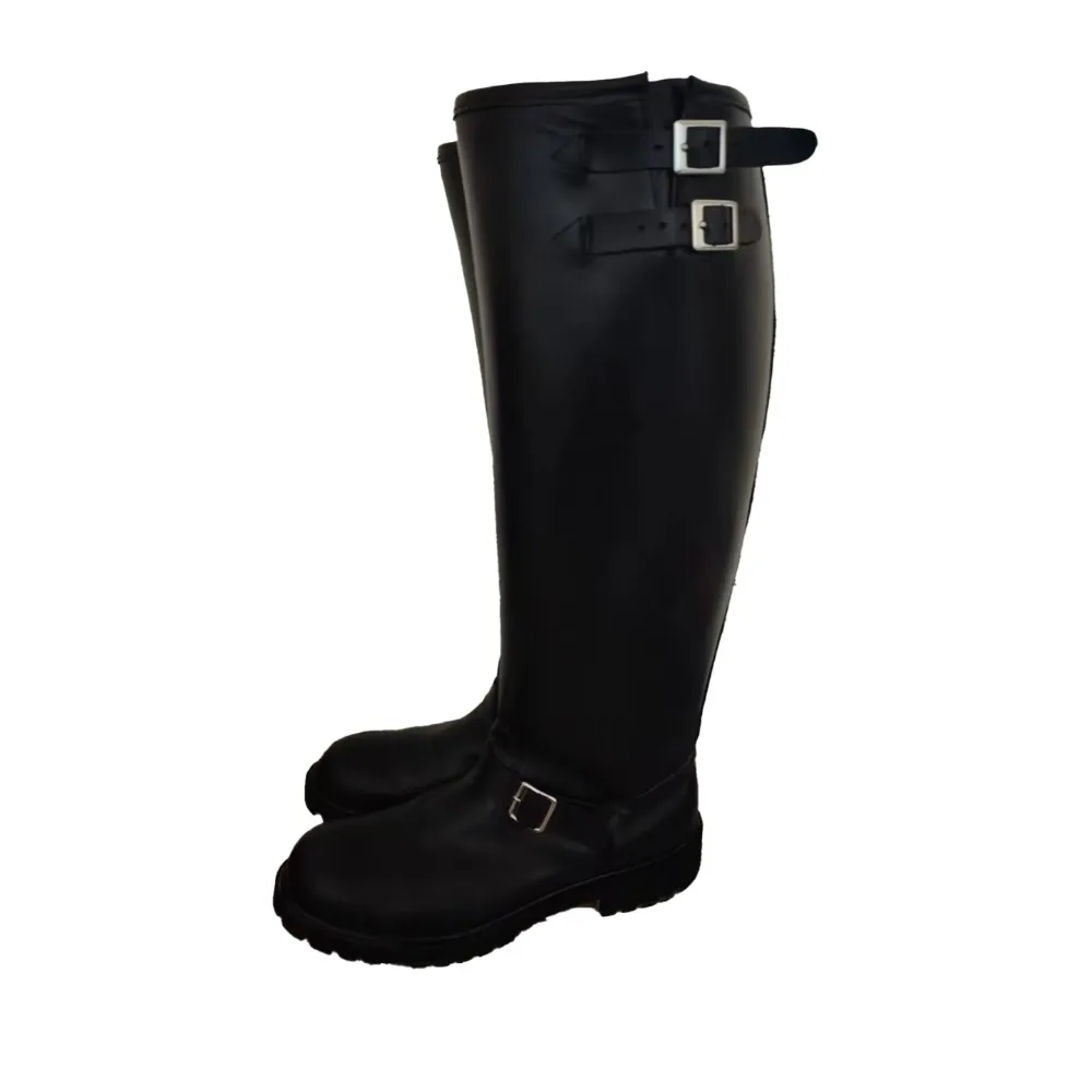 Fashion Men's Genuine Leather British Long Chelsae Boots Knee High Buckle Strap Riding Knight Boots Thick Heel Engineer Boots - view 5