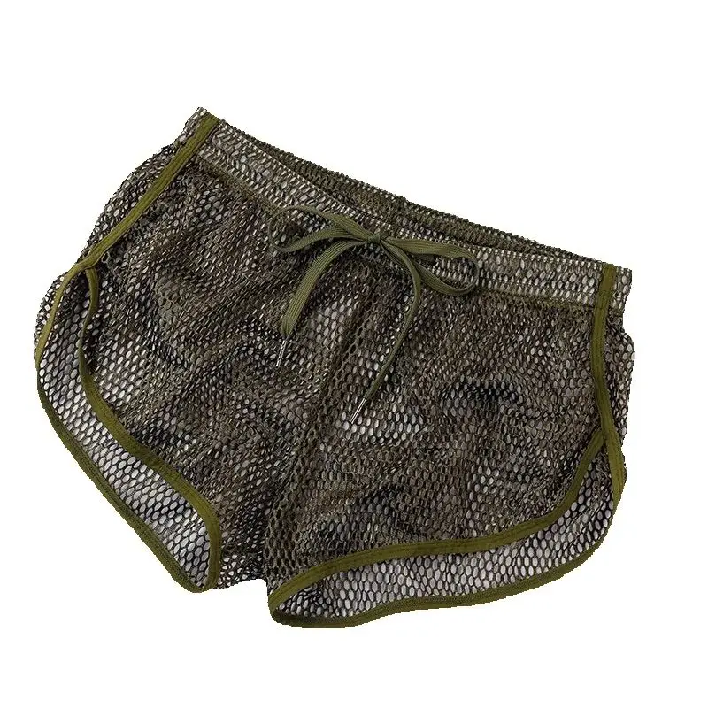 Summer Men's Mesh Hollow Shorts Fishnet Full Transparent Breathable  Sweatpants Daily Loose Homewear Youth Fashion Sports Trunks