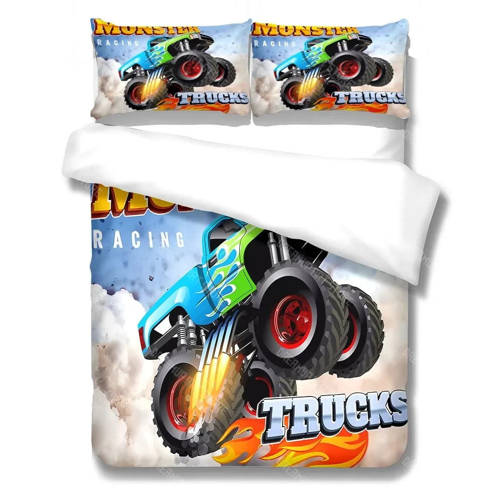 Racing Monster Truck 3D Duvet Cover Set King Queen Double Full Twin Single Bed Linen Set