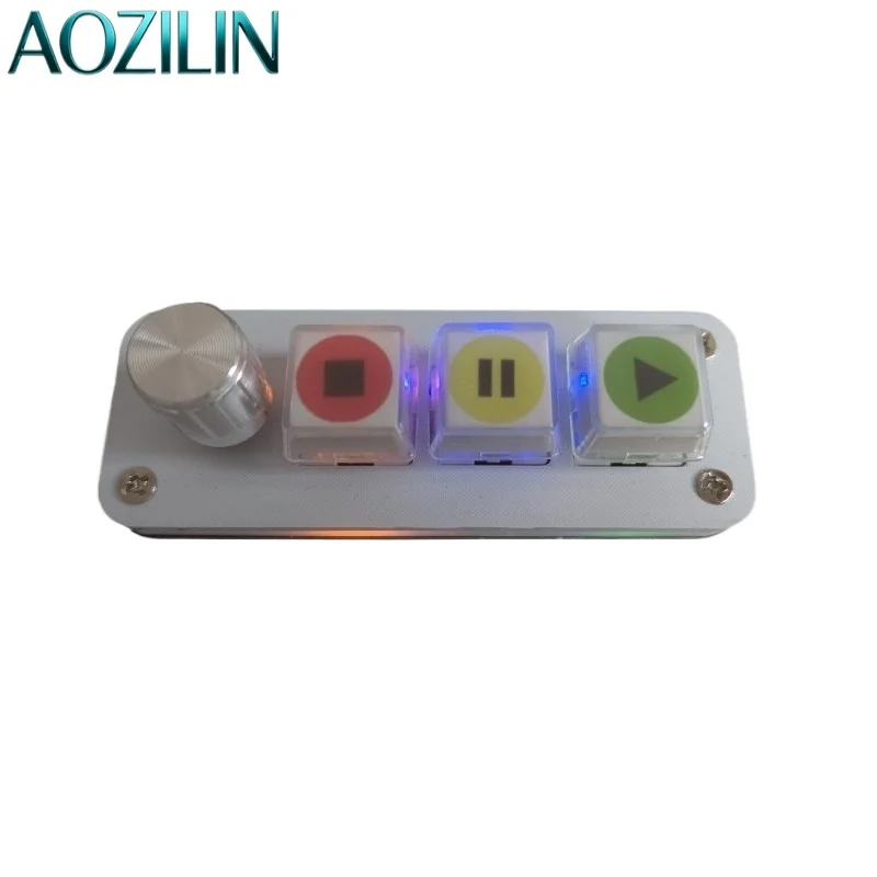 AOZILIN 3 Button Knob Media Controller Drive Free Performance Keyboard Controller for Stage Show Music Playback Control