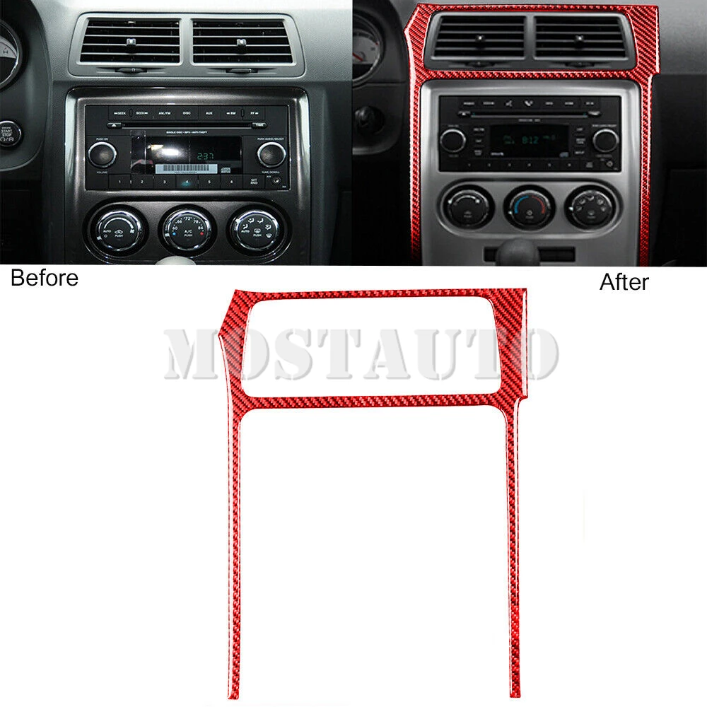 

Soft Carbon Fiber Interior Center Console AC Air Conditioner CD Frame Trim Cover For Dodge Challenger 2008-2014 1pcs （2 Color）