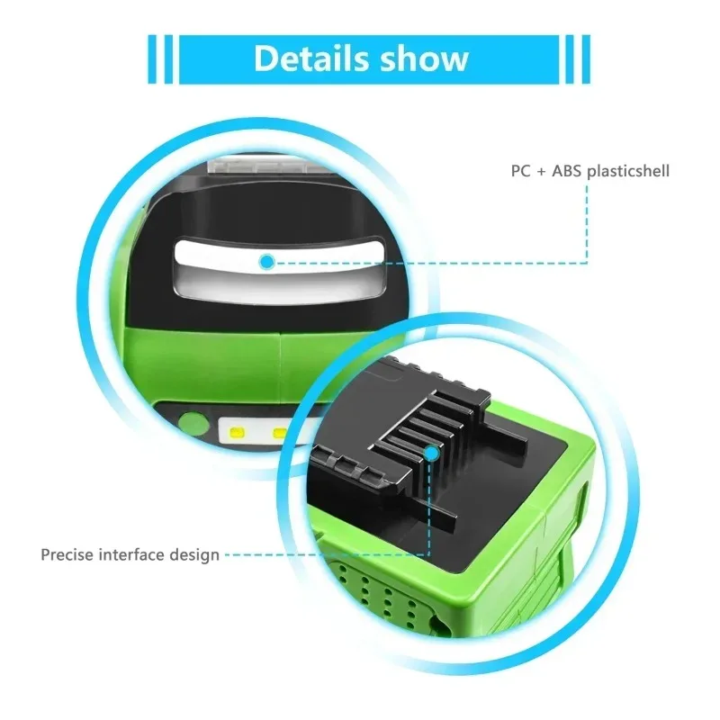 ل GreenWorks 40 فولت 18650 ليثيوم أيون بطارية قابلة للشحن ل 29462 29472 29282 ل G-MAX GMAX جزازة العشب أدوات كهربائية البطارية