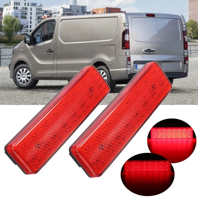 

2X Red Car Rear Bumper Reflector Signal LED Tail Stop Brake Light For Vauxhall Opel Vivaro Movano
