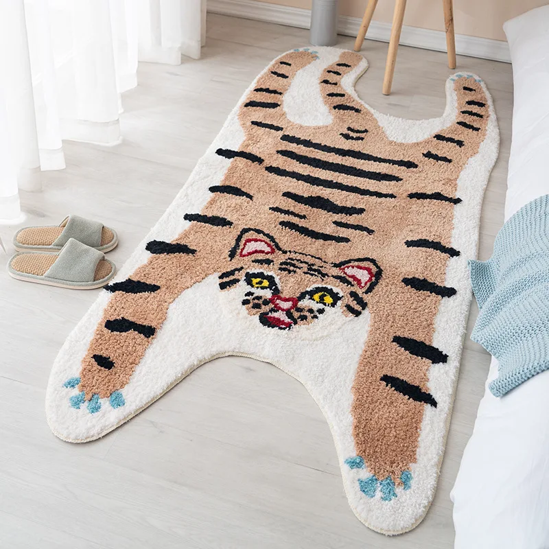 

Tiger Carpet for Living Room Anti Slip Floor Mat Plush Cartoon Soft Kids Room Rug Velvet Bath Mat Bedroom Carpet Rugs Home Decor