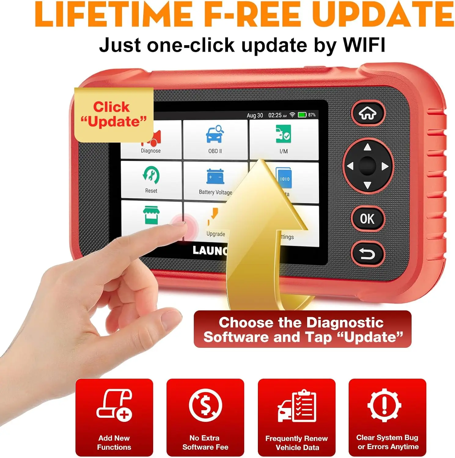

LAUNCH X43 CRP123E V2.0/PLUS Car OBD2 Diagnostic Tools Automotive OBD Full System Scanner SAS OIL Brake Reset Free Update Online