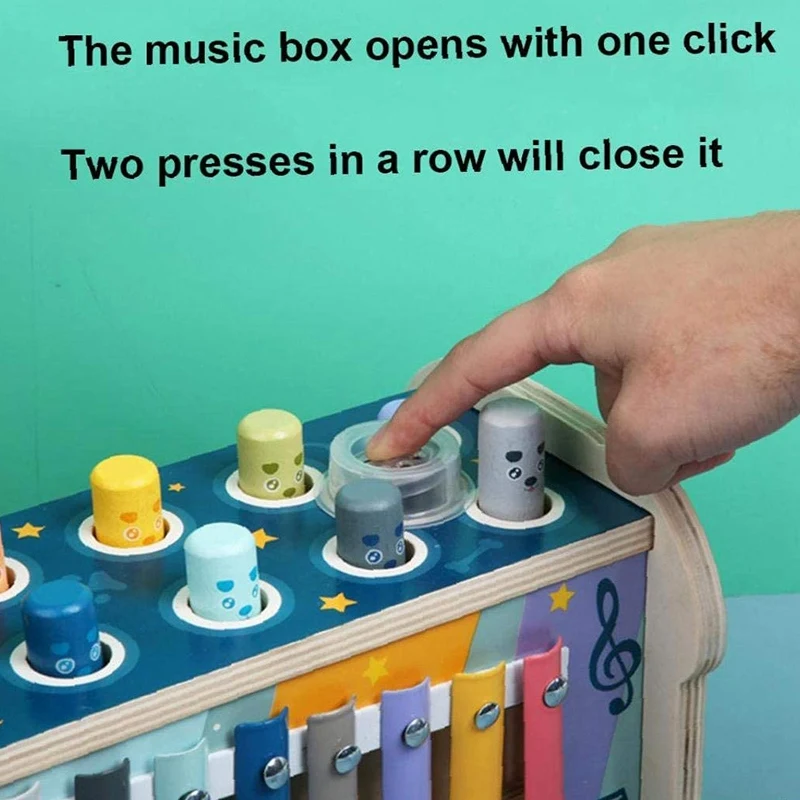 

ABVB-Hand Knock Piano Xylophone Wooden Kids Toy Animal Dog 8 Different Tones With Music Early Education Gift For Kids