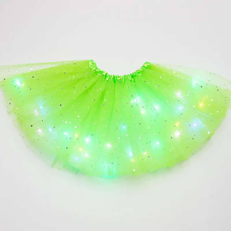 LED leuchtendes Licht Mädchen Prinzessin Tutu Rock Weihnachten Allerheiligen Hochzeit Party Tanzen Minirock 3-8 Jahre Kostüm Kleidung – Detail 7