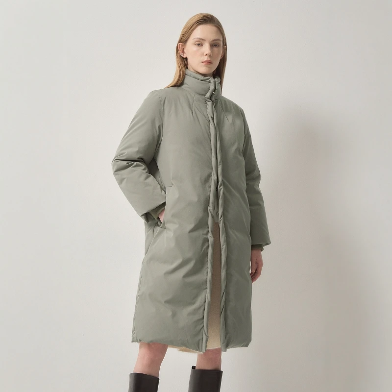 Winter Thiened Ganzendons Puffer Jaet Loose Fit ronde Ne ort Sle Pure Color Commute Faion damesjas