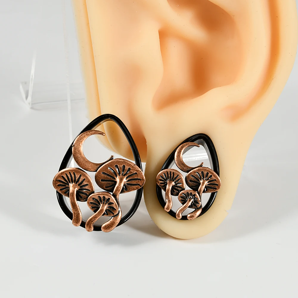 1PC Stainless Steel Mushroom Moon Water Drop Ear Tunnels Plugs Expander Stretcher GaugeBody Piercing Body Jewelry 8MM-25MM