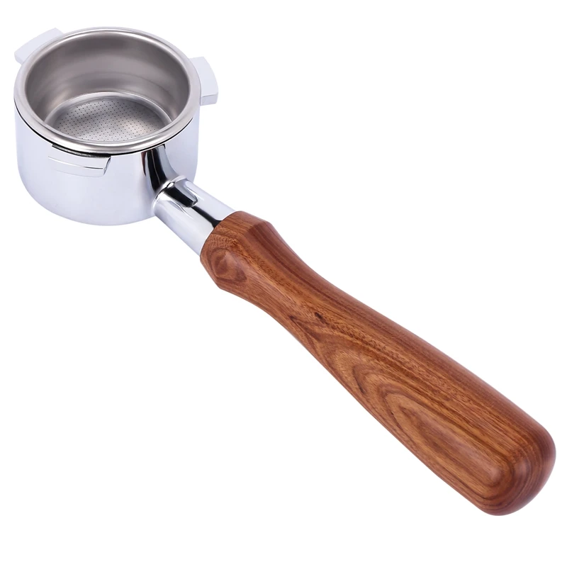 حامل فلتر بلا قعر لماكينة القهوة ، فولاذ مقاوم للصدأ ، مقبض خشبي ، ملحق احترافي ، مرشح بورتافلتر ، 54 صى