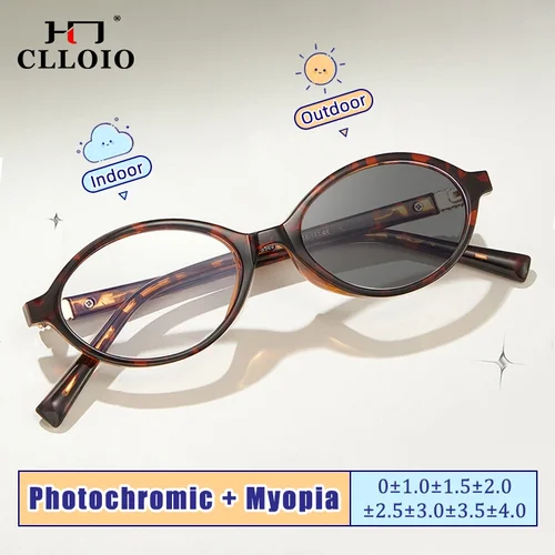 CLLOIO gafas fotocromáticas Retro para miopía, gafas ovaladas con montura pequeña personalizadas para mujer, gafas de lectura de ambiente para Otoño e Invierno