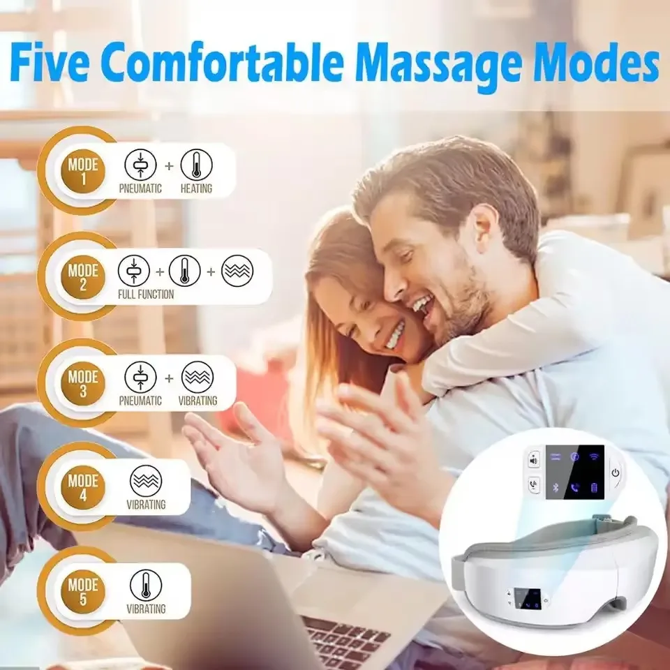 Steam Eye Massager 4D Smart Airbag Vibration Bluetooth Eye Care Device For Relaxation Compress Eye Heat Massage Sleep Aid Mask