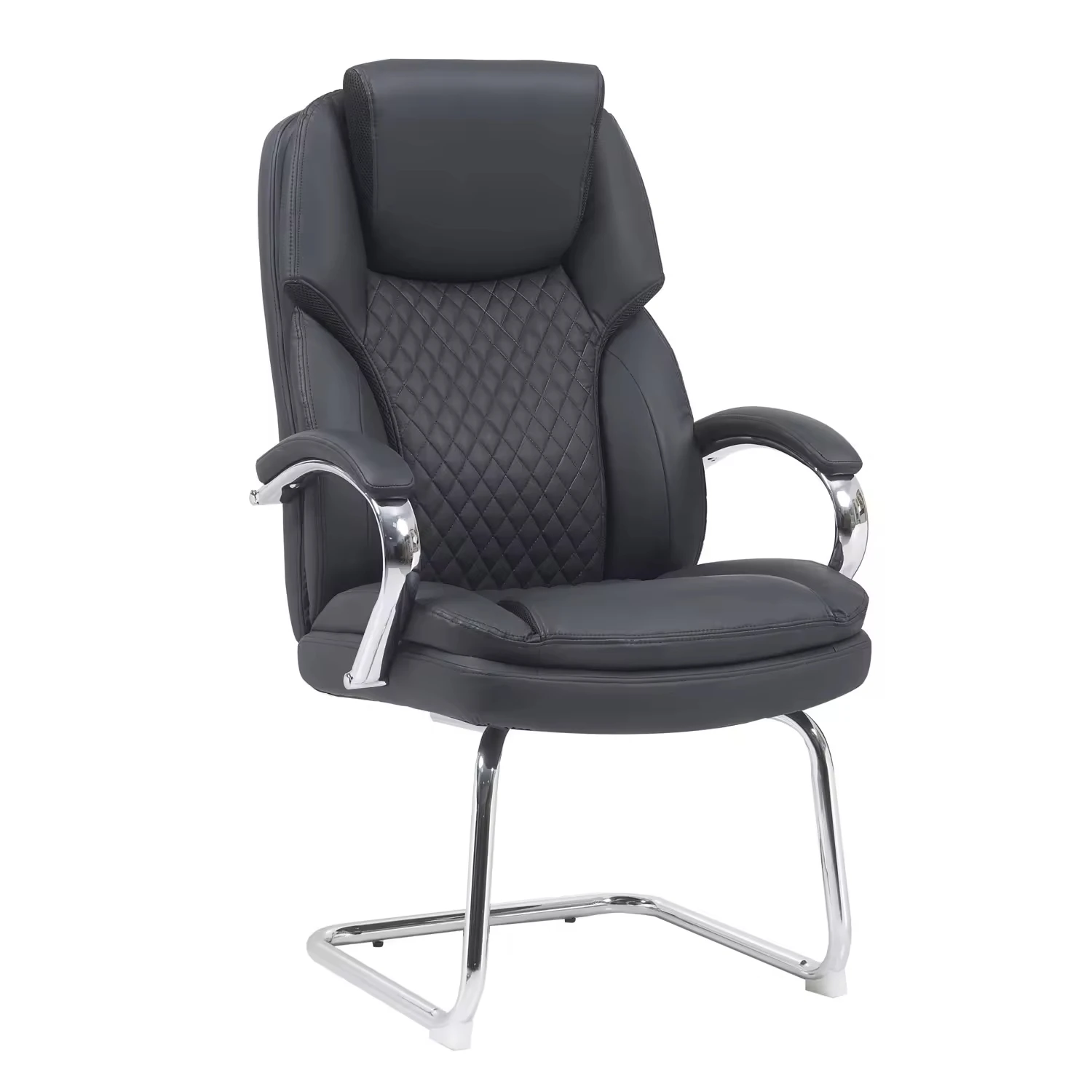 

Modern luxury executive chair economy aluminum fixed leg office chair with leather finish