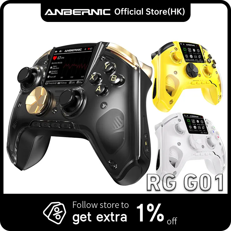 

Беспроводной контроллер RG G01 2.5D с изогнутым IPS-экраном для PC/Steam/Linux/Switch/Switch2/Android/IOS, геймпад с технологией Hall.