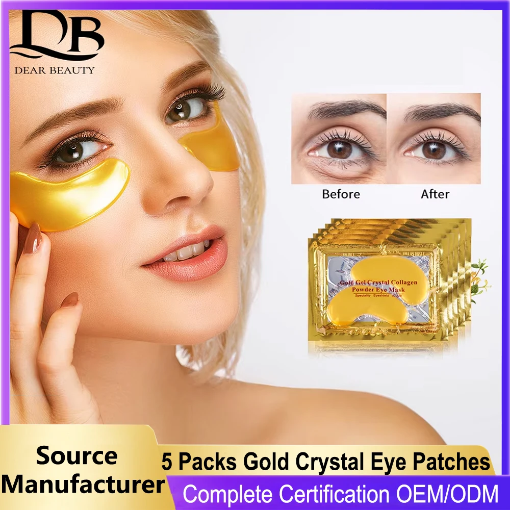 5 Packs Gold Crystal Eye Patches Collagen Colageno Moisturizing Anti-Aging Dark Circle Remover Beauty