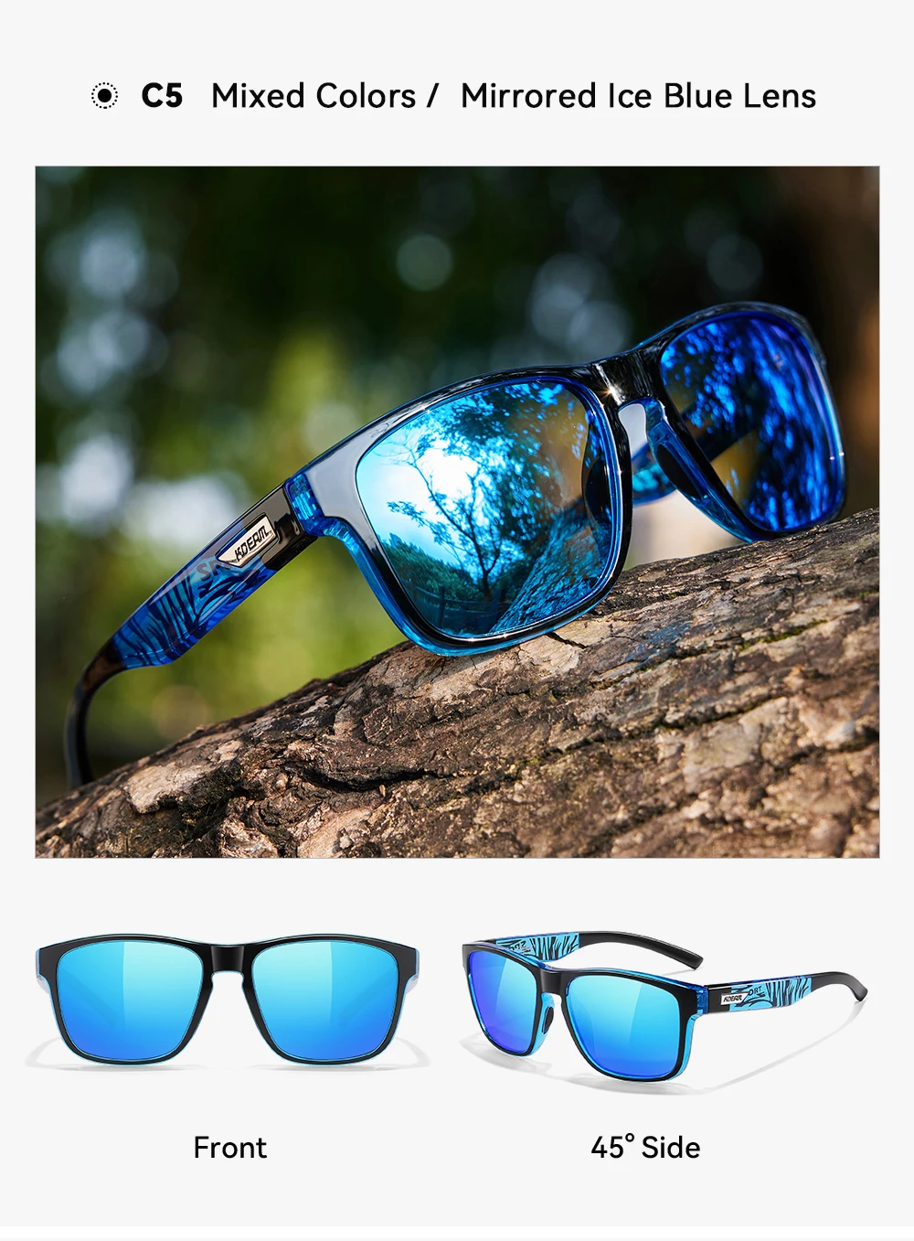 KDEAM XXL-Größe, polarisierte Sonnenbrille für Herren, Outdoor-Sportbrille, Gesamtbreite 155 mm, extra große Sonnenbrille – Detail 9