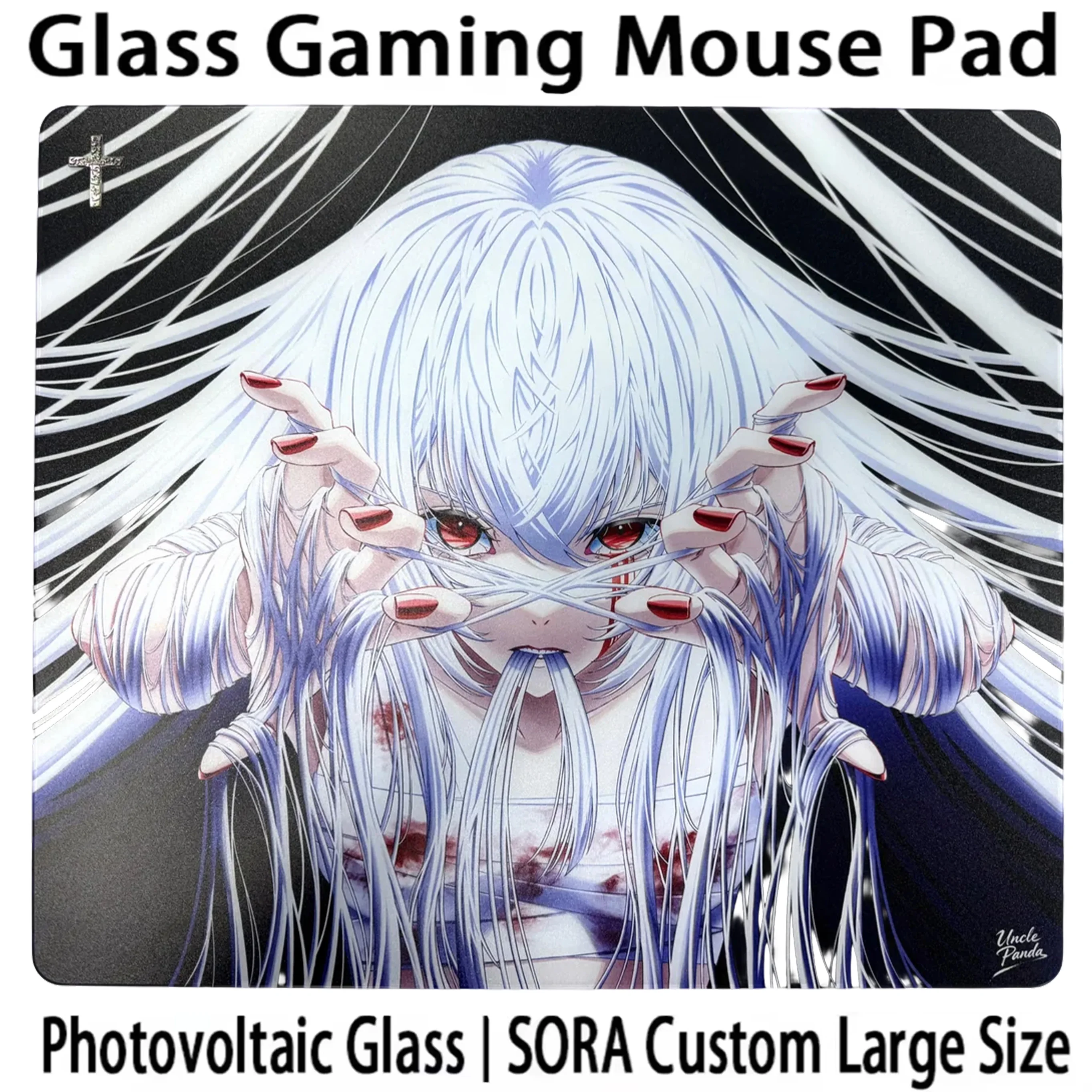 A-Arbiter Uncle Panda Glass Pad CRIMSNOW Limited Edition New Glass Desk Mat Customized Pattern Smooth Esports Gaming Mouse Pad