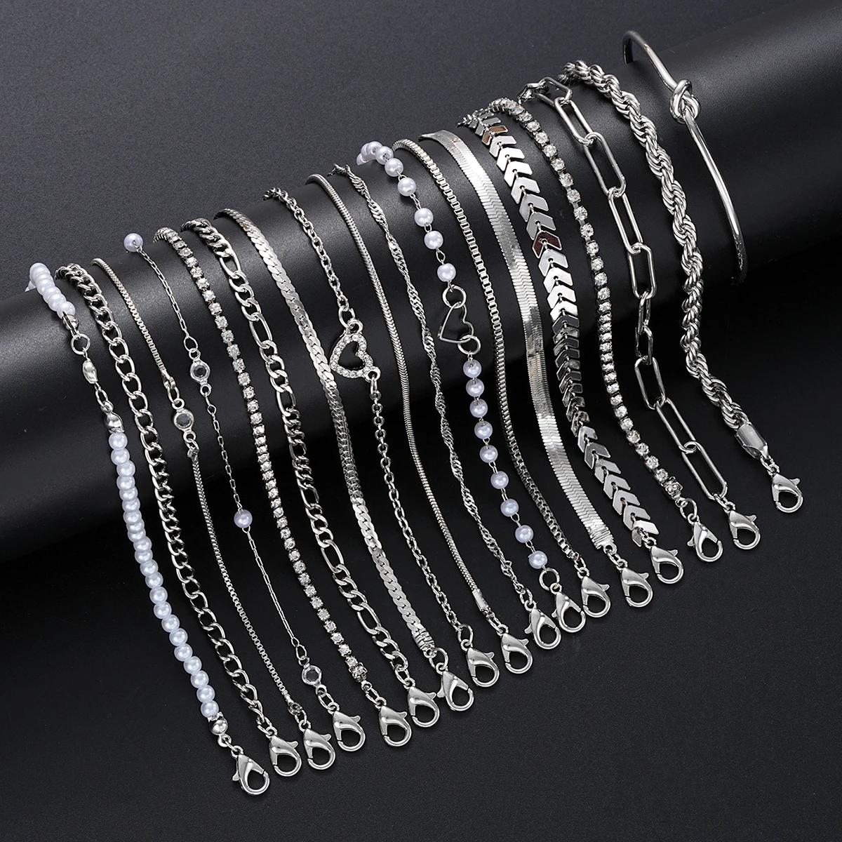 18Pcs/Set Silver Color Crystal - огляд і ціна Lobster Clasp Silver