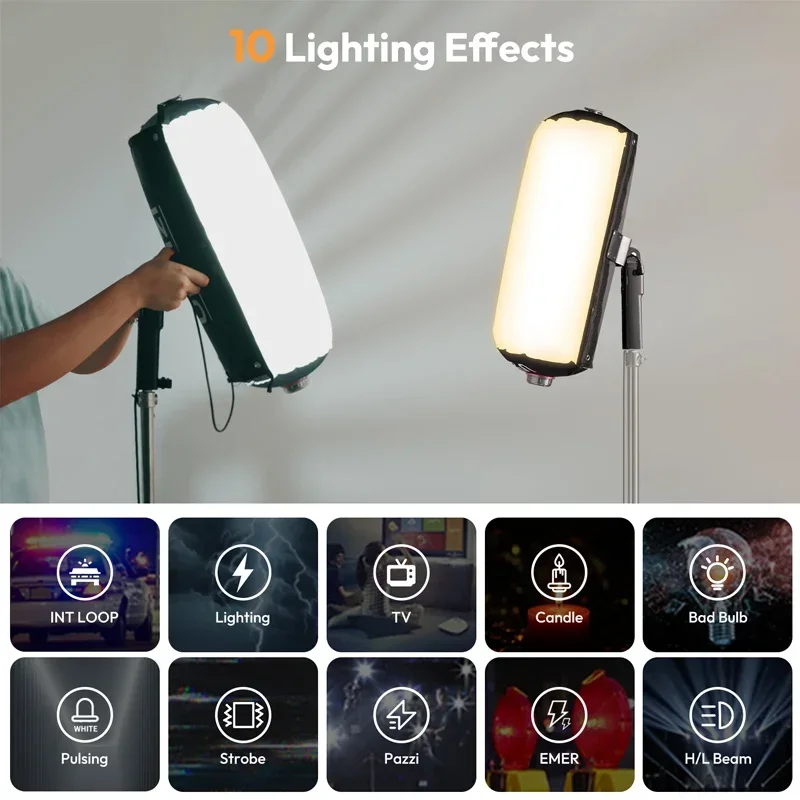Ulanzi AL60 AL120 68W Dmuchana Lampa Fotograficzna LED Tubus Powietrzny Światło Wideo Dwukolorowe 2700-6500K 2070 Lux z Uchwytem Sterowanie Aplikacją — zdjęcie produktu 3
