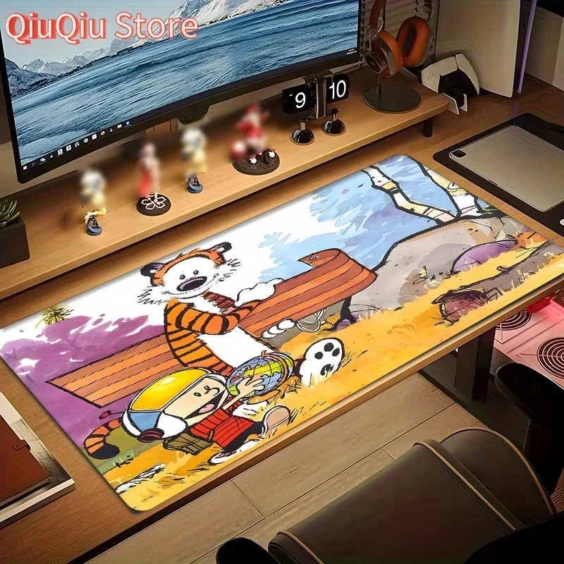 

[Calvin and Hobbes Mouse Pad] Calvin and Hobbes Themed Large Non-Slip Rubber Gaming Mouse Pad & Desk Mat | Vibrant Comic Artwork