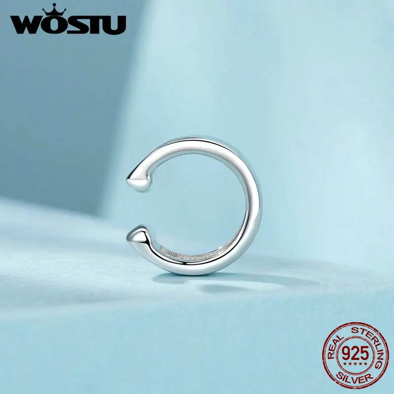 WOSTU-pendientes de plata de ley 925 para mujer, Clips sin Piercing, forma de C, doble capa, ajustables, joyería de fiesta exquisita