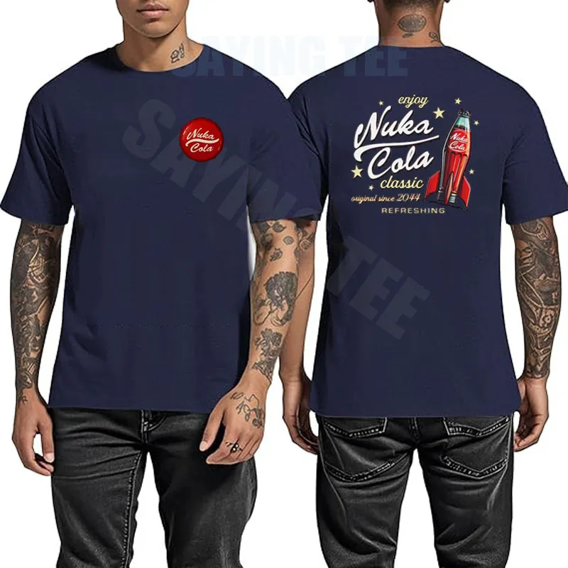 Nuka Cola Unisex-T-Shirt aus weicher Baumwolle, Videospiel-Zap-That-Thirst-Vintage-T-Shirt, roter Text, Nuka Cola-Kreis-Grafik, Persönlichkeits-Outfit – Detail 11