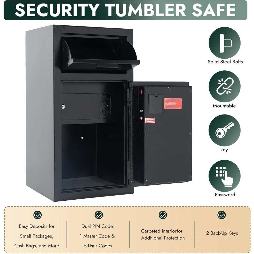 Grande cassaforte ignifuga da 4,0 piedi cubi per aziende con slot per contanti e deposito