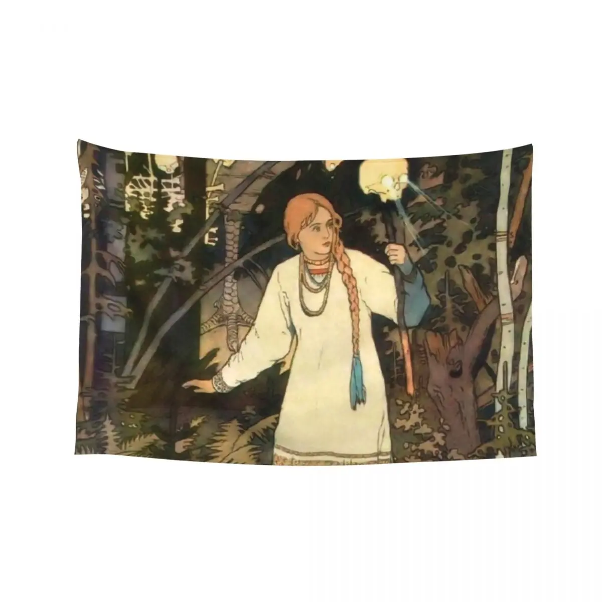 

Vasilisa at the Hut of Baba Yaga by Ivan Bilibin Tapestry Tapete For The Wall Cute Decor Tapestry