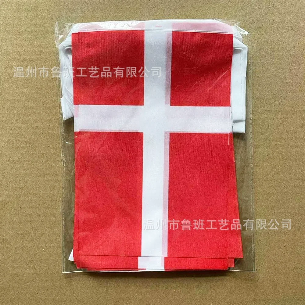 (SKY FLAG) Dänische Wimpelkette, 14 x 21 cm, 20 Stück pro Packung, dänische Wimpel, Wimpelband, für Festivals, Partys und Feiertage, zur Dekoration. – Detail 2