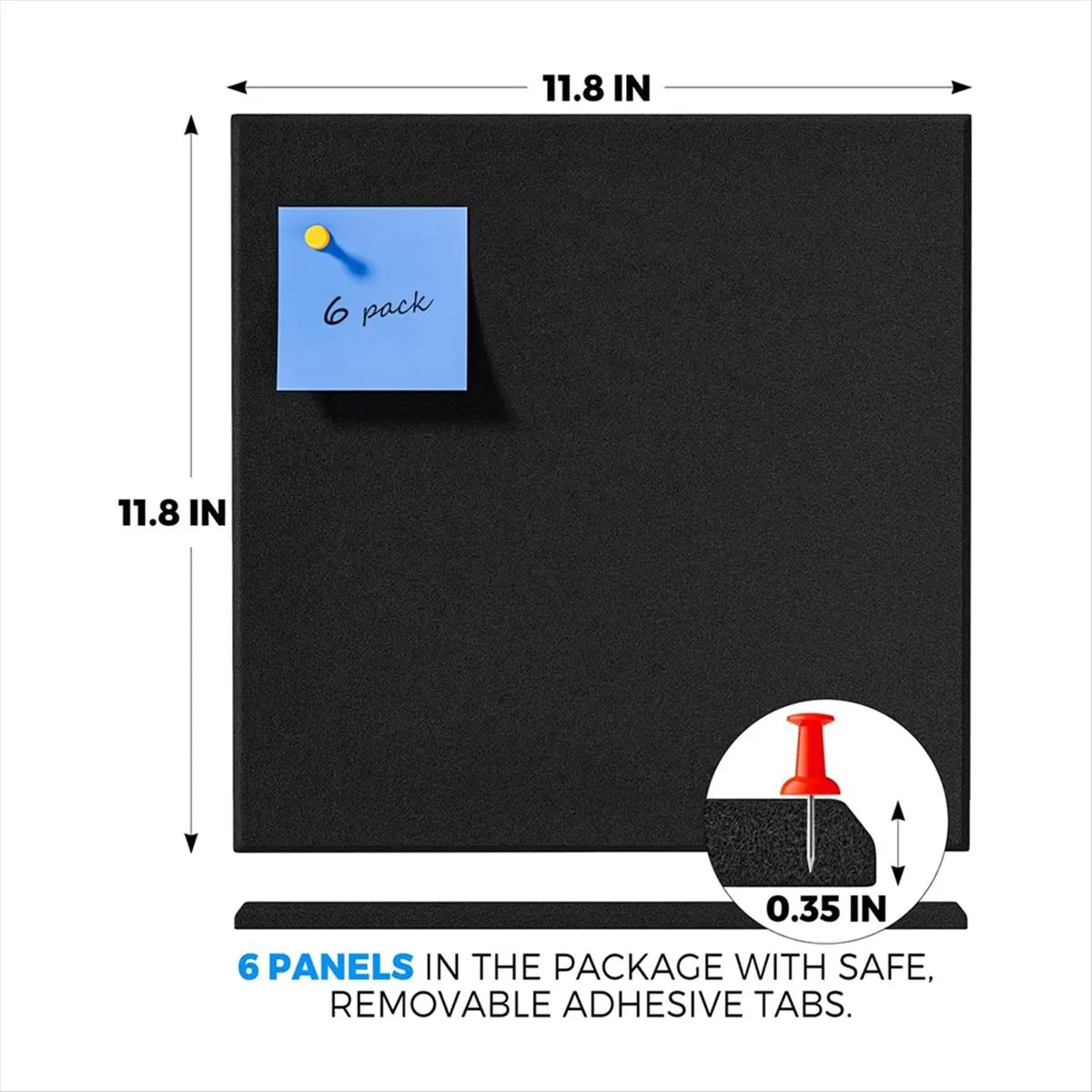 2026 B-est Cork Board Alternative, 6 Pack Felt Wall Tiles with 50 Pushpins, Black Cork Boards for Walls Cork Board