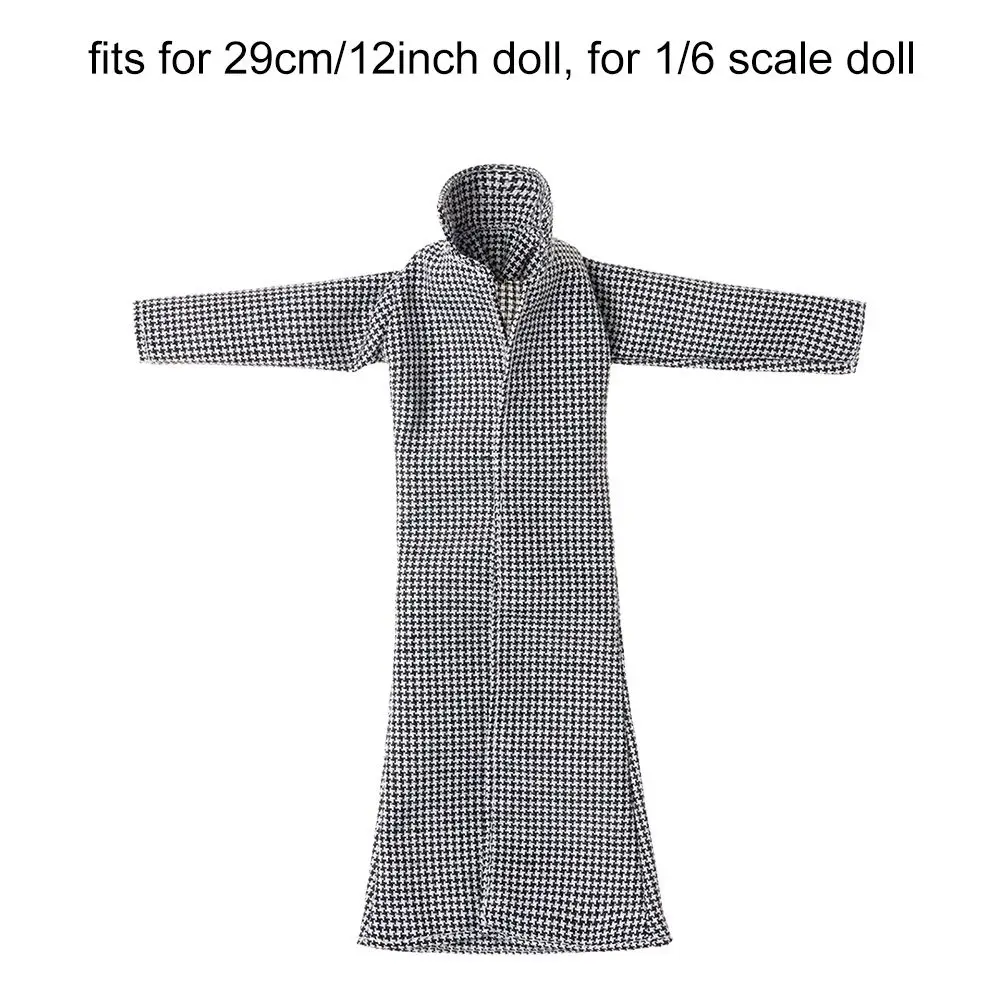 1/6 Scale Doll Plaid Overcoat Mini Brown Black Parka Coat Toy Clothes Dollhouse Winter Outfits Dress Up Game Dolls Accessories