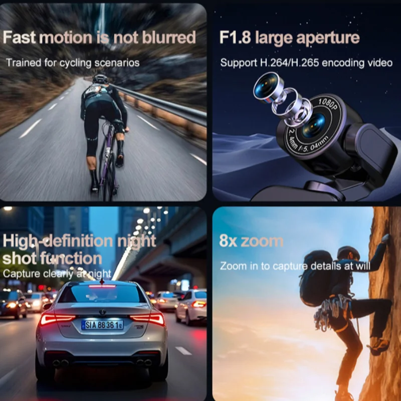 1080P HD 360° °   Ręczna kamera sportowa montowana na klatce piersiowej, odporna na wstrząsy, z WiFi, przenośna, z długą żywotnością baterii, nagrywanie w pełnym kącie widzenia do jazdy na rowerze. — zdjęcie produktu 6