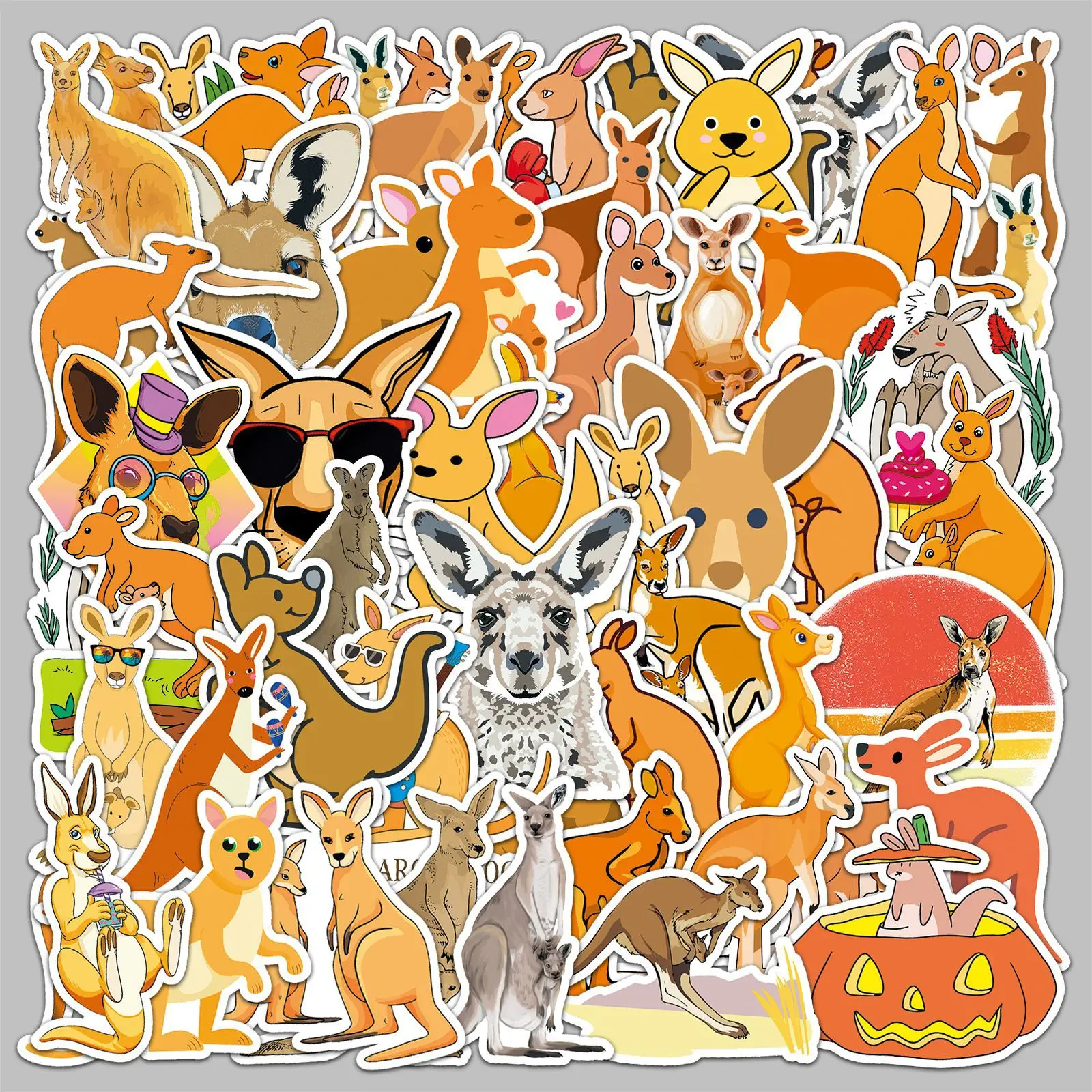 50Pcs Creative Cartoon Style Cute Australian Kangaroo Series Graffiti Stickers For Helmet Desktop Wall Decoration DIY Stickers