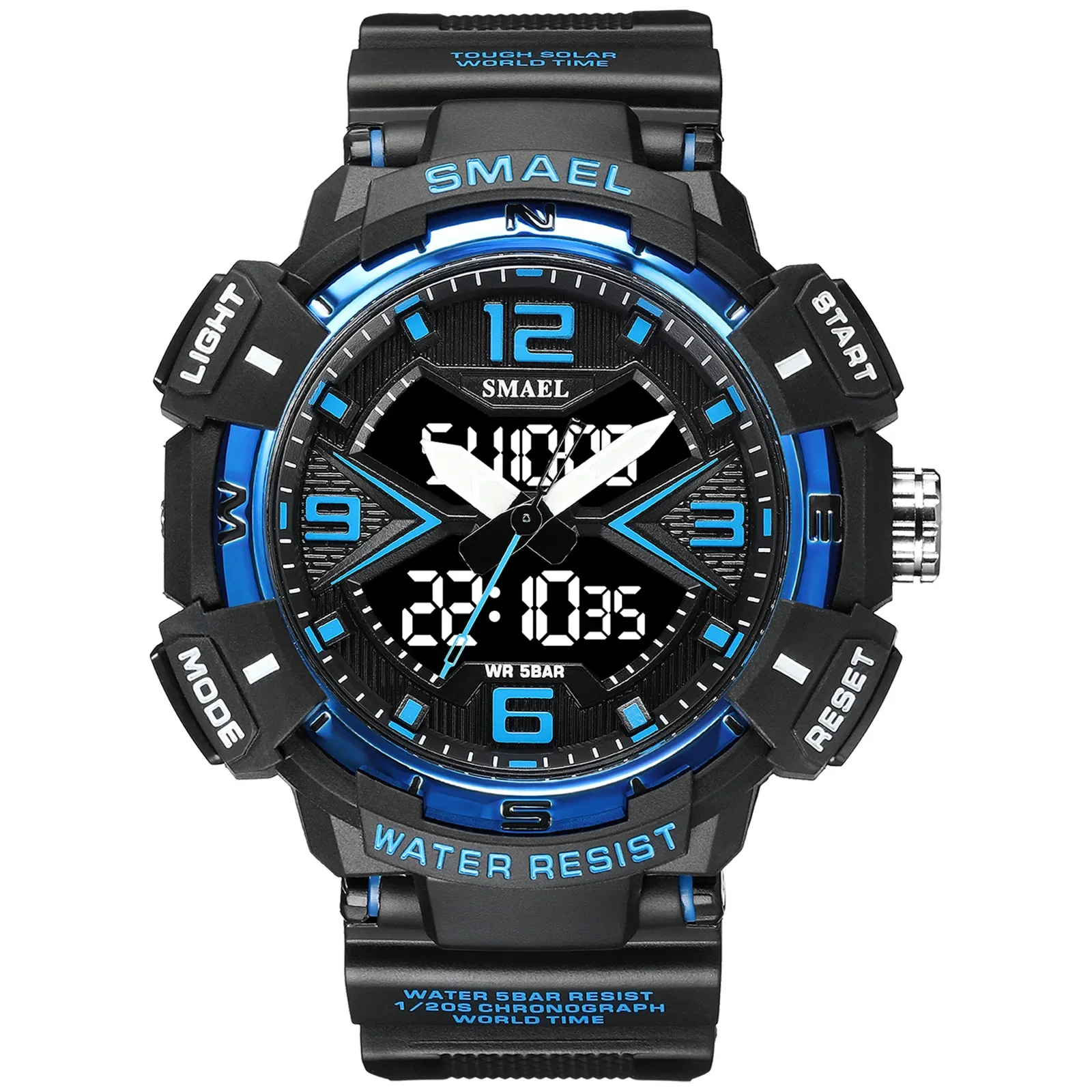 Фото НОВЫЕ многофункциональные электронные часы SMAEL с двойным дисплеем, водонепроницаемые, с будильником, для активного отдыха, мужские, для активного отдыха на природе