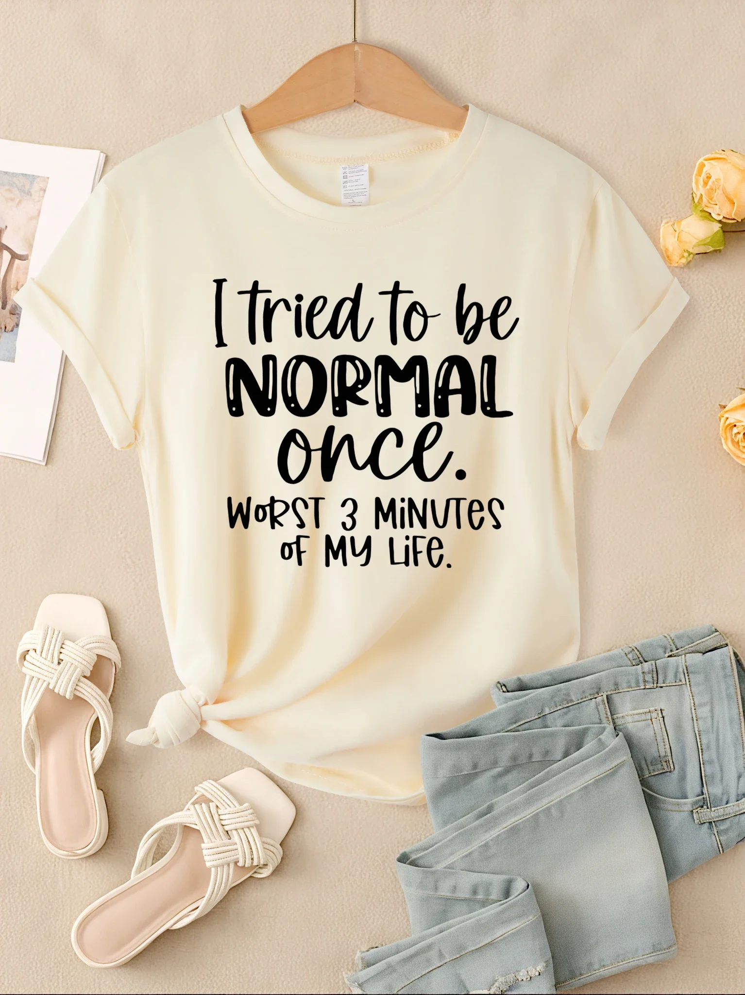 I Tried To Be Normal Once Print Women T-Shirts Fashion Short Sleeve Trendy Sports Clothes Casual Hip Hop Clothing