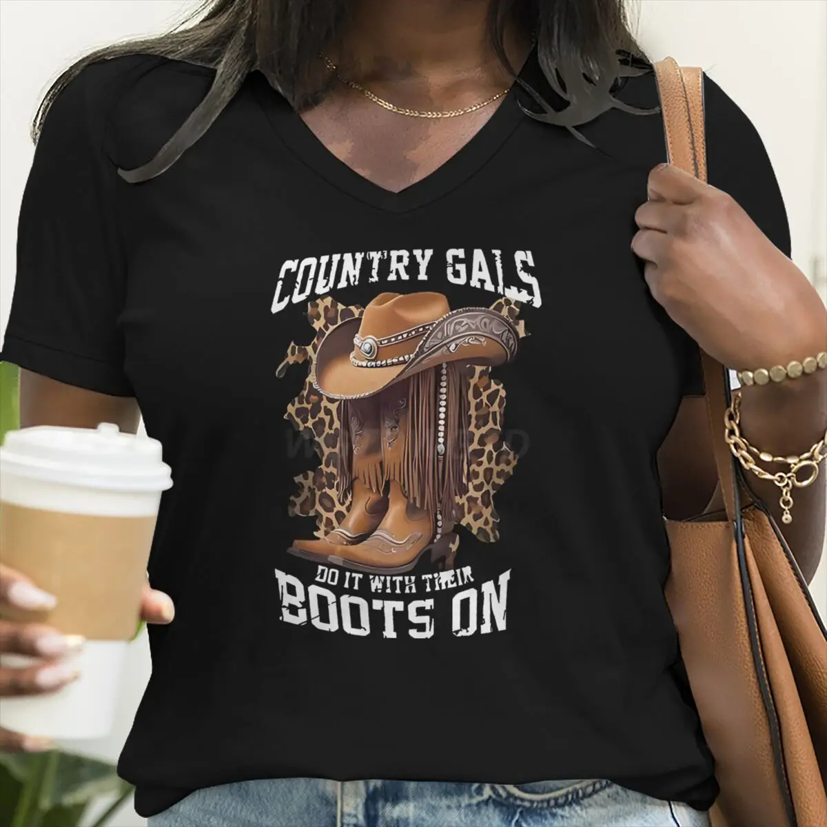 Cowgirl Gift T-Shirt Short Sleeve V-Neck Country Gals Graphic Tee Ladies Country Casual Tops Cowgirl Fashion Casual Outfit