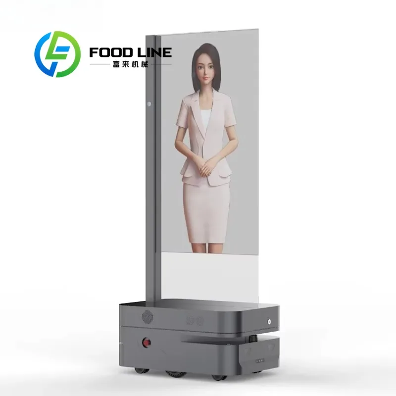 55 Inch Indoor OLED Transparent Film Mobile Smart Robot Touch Display Screen Digital Poster for Airport Shopping Mall Subway